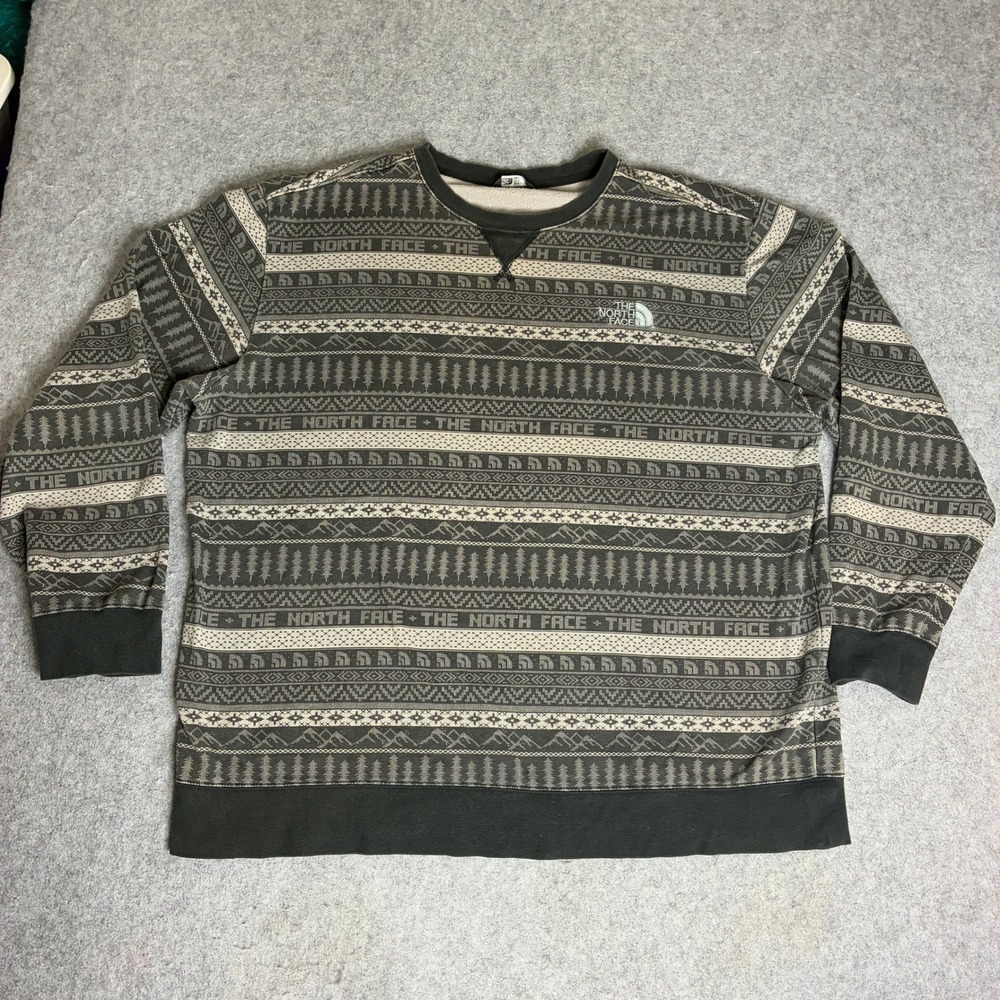 The North Face Mens XXL Fair Isle Pine Tree Mountain Print Crewneck Sweatshirt